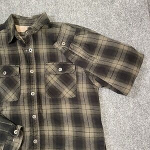 Grizzly Mountain Sherpa Lined Flannel Shirt Shacket Jacket Mens Med Green Plaid